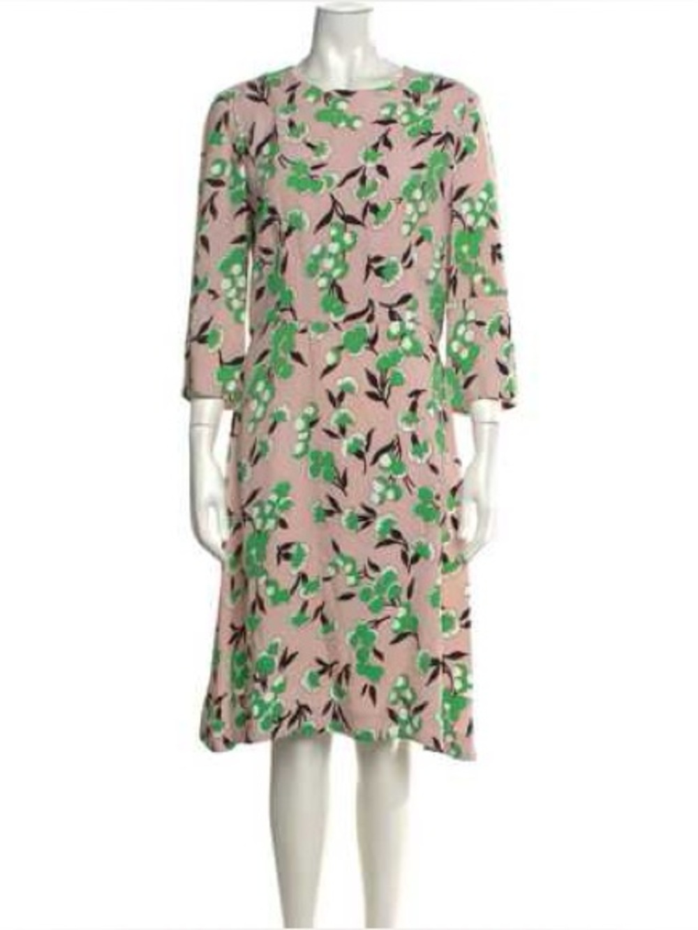 NWOT Marni Knee Length Blush Dress with Green Floral Design Womens Size 44